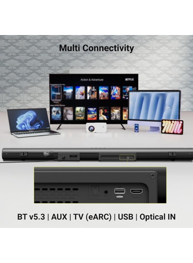 Zebronics 900 Watts Soundbar, 7.1.2 CH, Dolby Atmos, 12" Wireless Subwoofer, Home Theatre, Bluetooth v5.3, TV eARC, Optical, AcoustiMax Audio Technology, Premium Finish (Juke Bar 9920) - Image 2